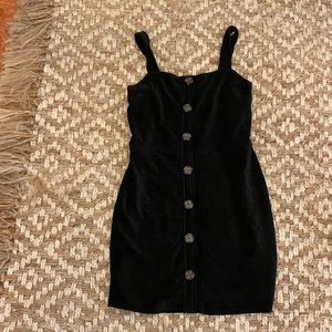 Black Corduroy button jumper dress. Overalls dress.
